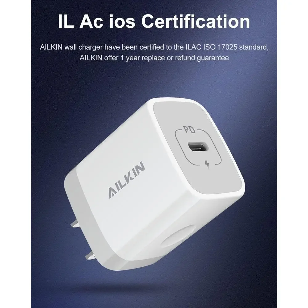Ailkin USB-C PD 20W Power Adapter - White